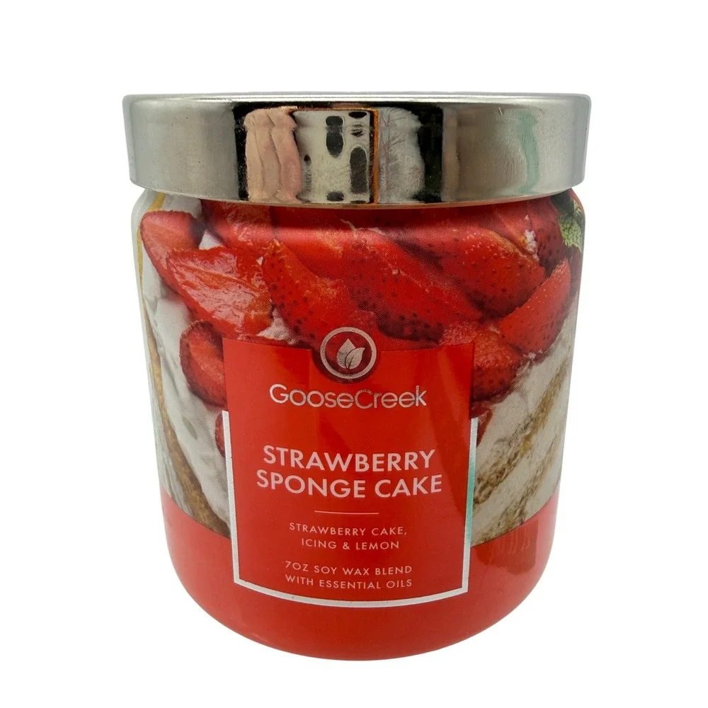 Goose Creek Strawberry Sponge Cake Candle 7oz Soy Wax Blend Essential Oils